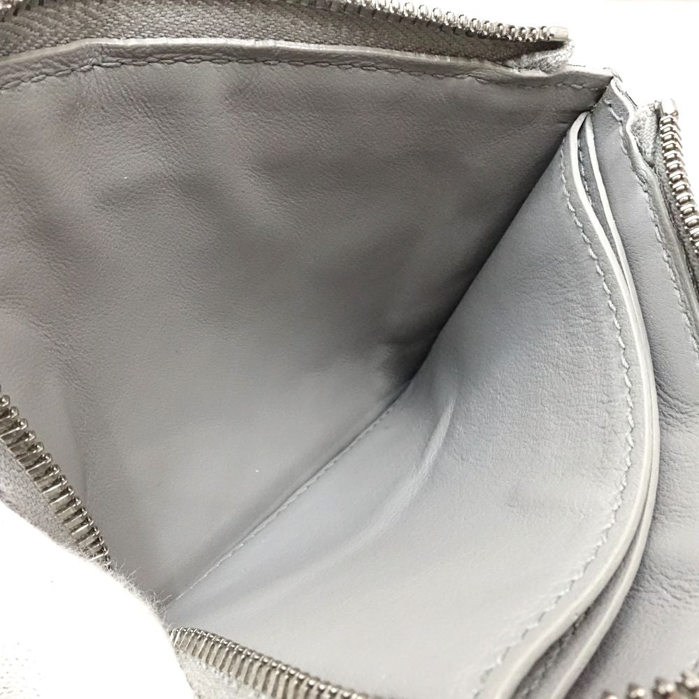 【中古】BOTTEGAVENETA ボッテガヴェネタ コインケース 593216 スタンプスクエアジップアラウンドウォレット イントレチャート レザー グレー レディース /181911