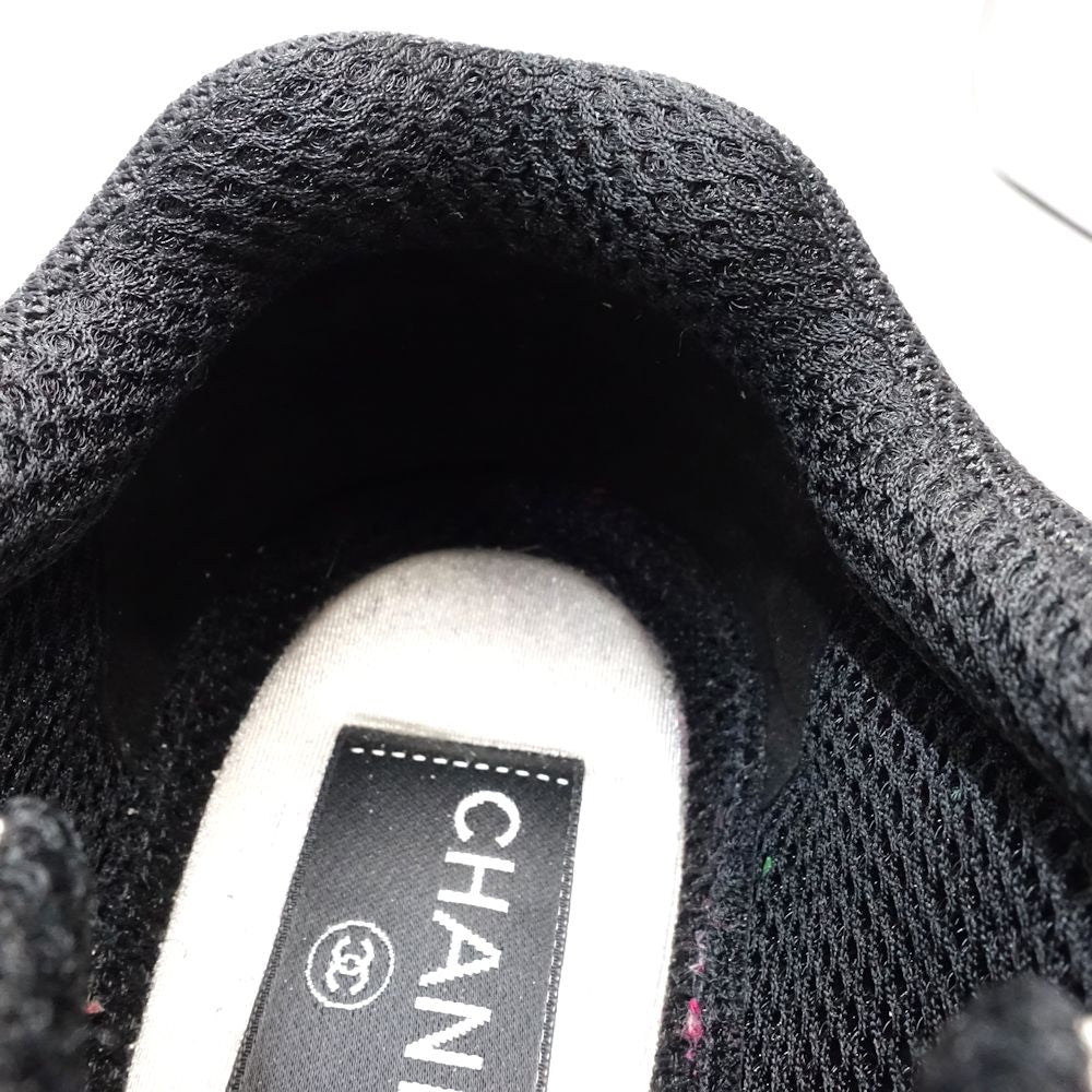 CHANEL シャネル スニーカー CCロゴ G39066 サイズ35 スエードxカーフ xメッシュ ブラック アイボリー レディース/181914【中古】
