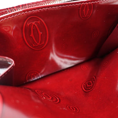 【中古】CARTIER カルティエ 二つ折り財布 ハッピーバースデー コンパクトフラップウォレット パテントレザー ボルドー レディース /181942