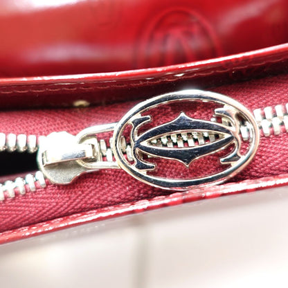 【中古】CARTIER カルティエ 二つ折り財布 ハッピーバースデー コンパクトフラップウォレット パテントレザー ボルドー レディース /181942