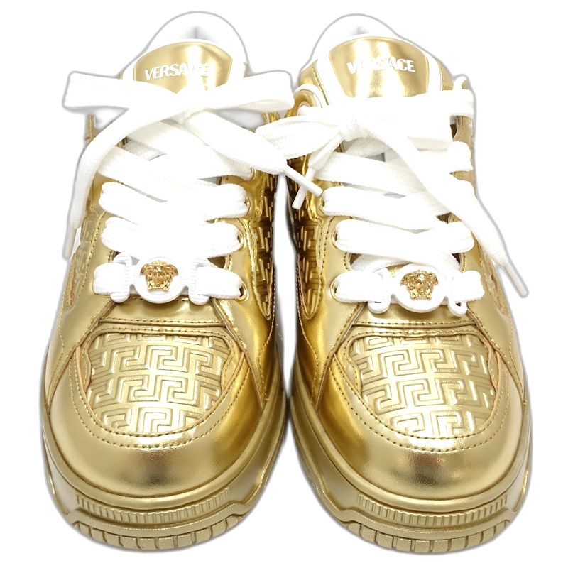 VERSACE ヴェルサーチ スニーカー ビギー バスケット 1020593 レザー メタリックゴールド メンズ/181978【未使用】