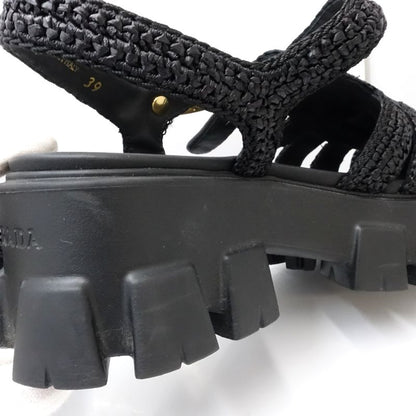 PRADA プラダ サンダル モノリスクロシェケージ サイズ39ビスコースxラバー NERO レディース/181980【中古】