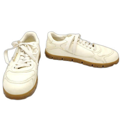 PRADA プラダ スニーカー ローカット トライアングルロゴ 1E709N サイズ38 レザー アイボリー レディース/181981【中古】