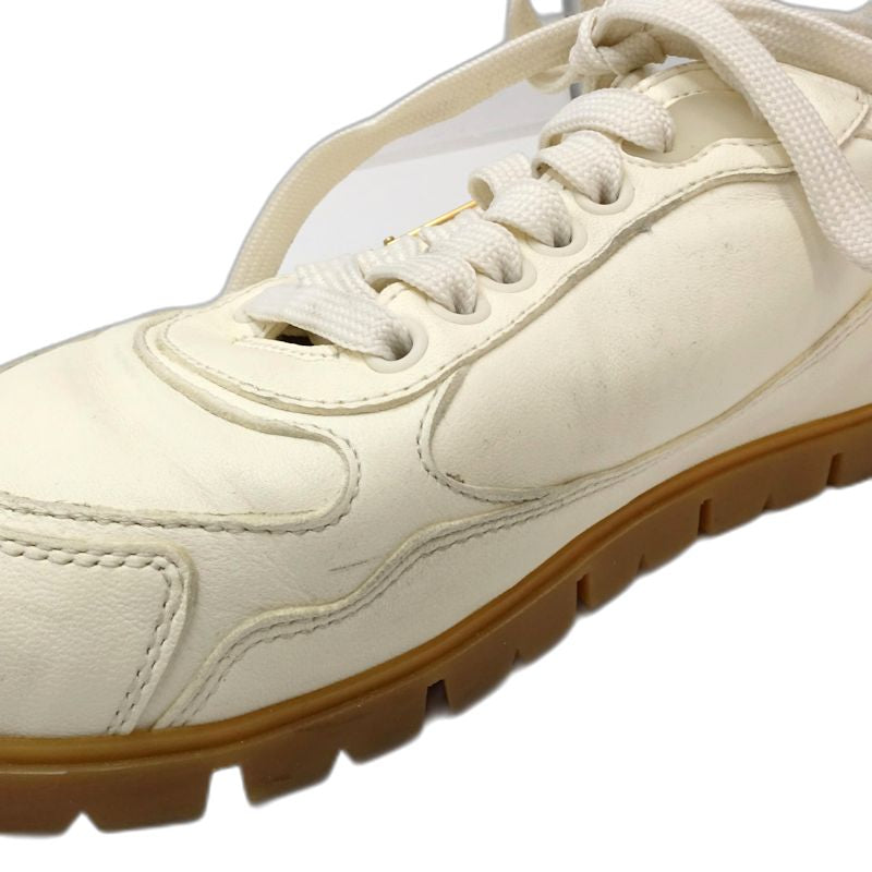 PRADA プラダ スニーカー ローカット トライアングルロゴ 1E709N サイズ38 レザー アイボリー レディース/181981【中古】