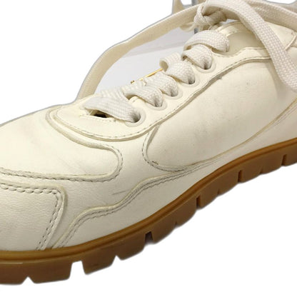 PRADA プラダ スニーカー ローカット トライアングルロゴ 1E709N サイズ38 レザー アイボリー レディース/181981【中古】