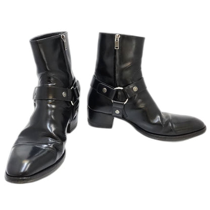 SAINT LAURENT サンローラン ブーツ ワイアットハーネス リングベルト サイズ42 レザー ブラック レディース/181983【中古】