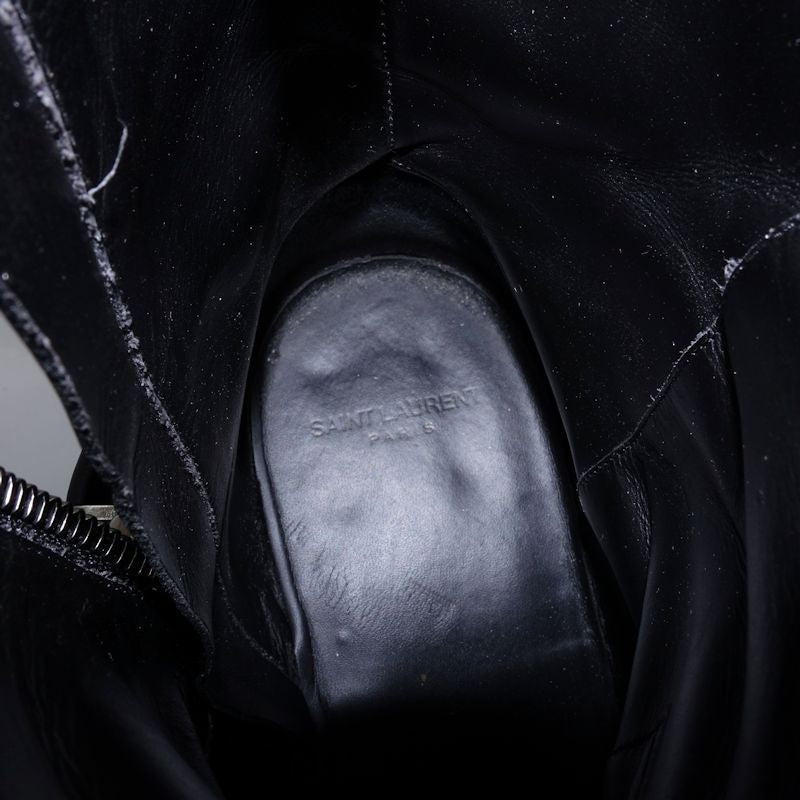 SAINT LAURENT サンローラン ブーツ ワイアットハーネス リングベルト サイズ42 レザー ブラック レディース/181983【中古】