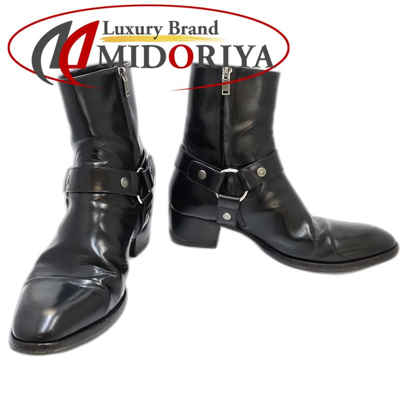 SAINT LAURENT サンローラン ブーツ ワイアットハーネス リングベルト サイズ42 レザー ブラック レディース/181983【中古】