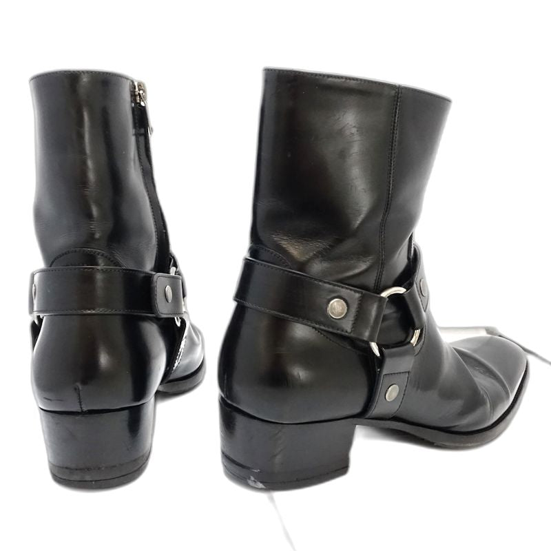 SAINT LAURENT サンローラン ブーツ ワイアットハーネス リングベルト サイズ42 レザー ブラック レディース/181983【中古】
