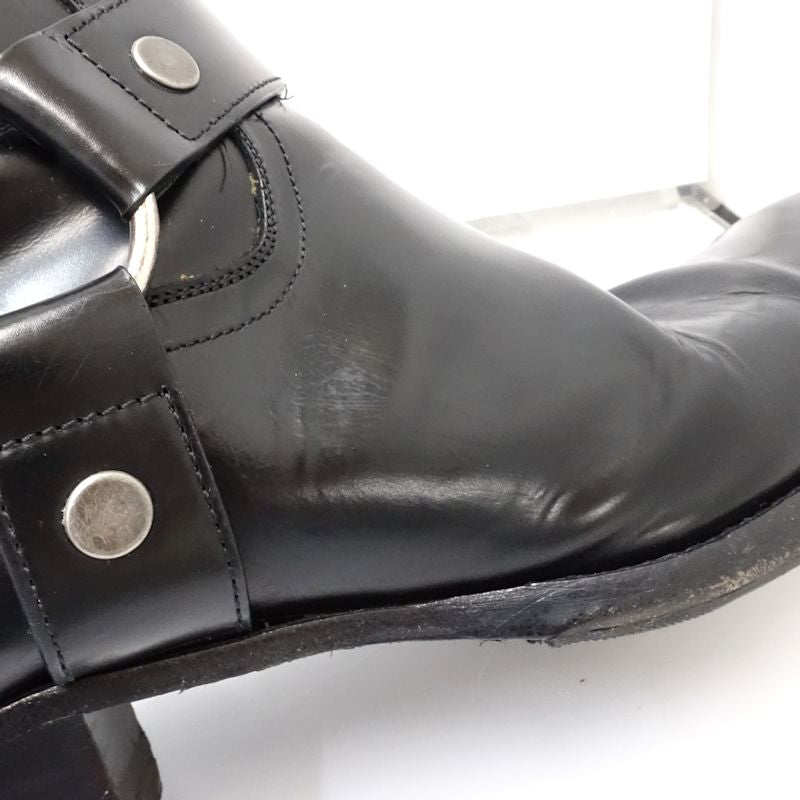 SAINT LAURENT サンローラン ブーツ ワイアットハーネス リングベルト サイズ42 レザー ブラック レディース/181983【中古】