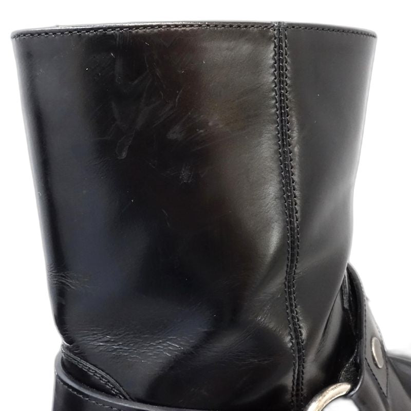 SAINT LAURENT サンローラン ブーツ ワイアットハーネス リングベルト サイズ42 レザー ブラック レディース/181983【中古】