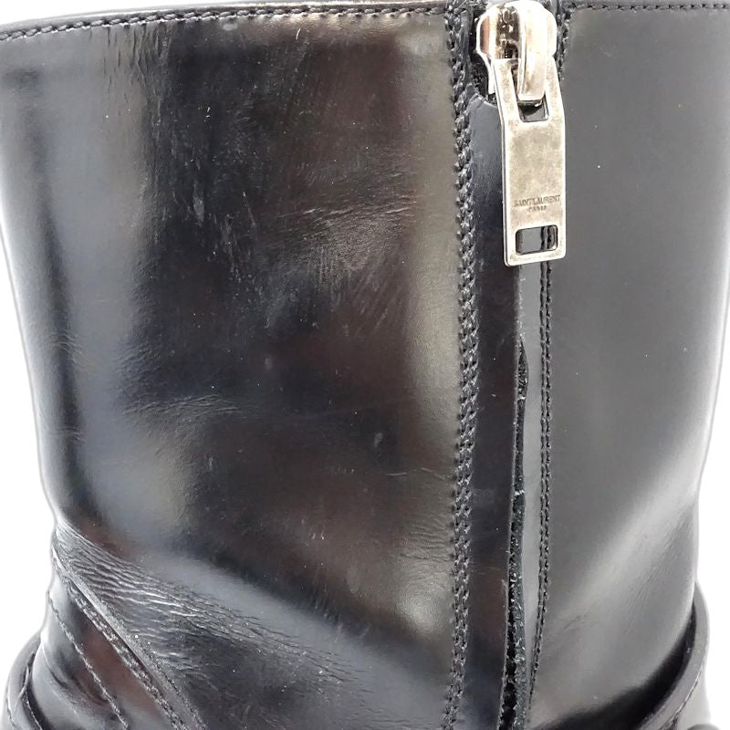 SAINT LAURENT サンローラン ブーツ ワイアットハーネス リングベルト サイズ42 レザー ブラック レディース/181983【中古】