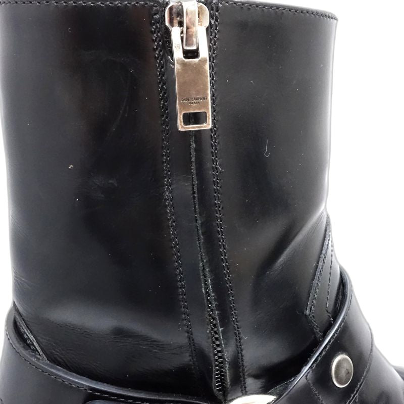SAINT LAURENT サンローラン ブーツ ワイアットハーネス リングベルト サイズ42 レザー ブラック レディース/181983【中古】
