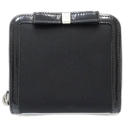【中古】PRADA プラダ 二つ折り財布 リボン ナイロンxレザー ブラック レディース /181991