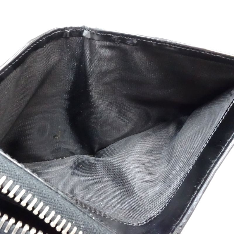 【中古】PRADA プラダ 二つ折り財布 リボン ナイロンxレザー ブラック レディース /181991