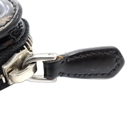 【中古】PRADA プラダ 二つ折り財布 リボン ナイロンxレザー ブラック レディース /181991
