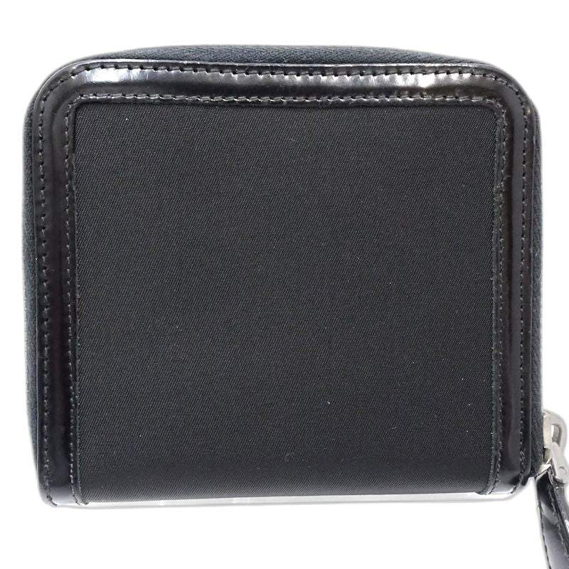 【中古】PRADA プラダ 二つ折り財布 リボン ナイロンxレザー ブラック レディース /181991