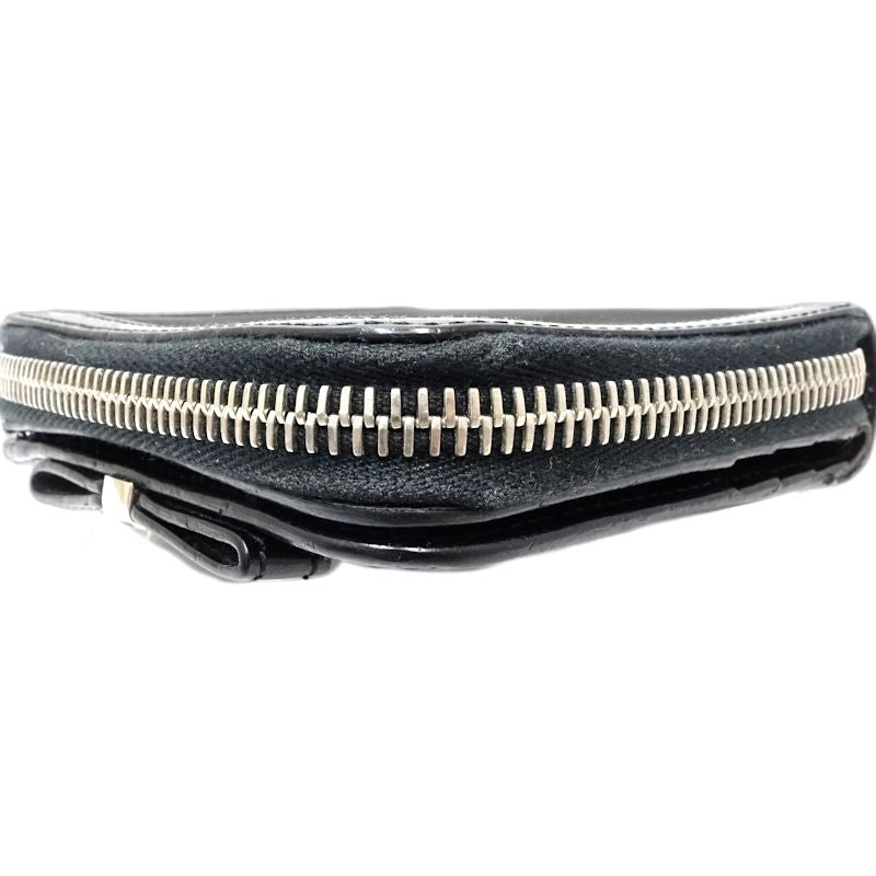【中古】PRADA プラダ 二つ折り財布 リボン ナイロンxレザー ブラック レディース /181991