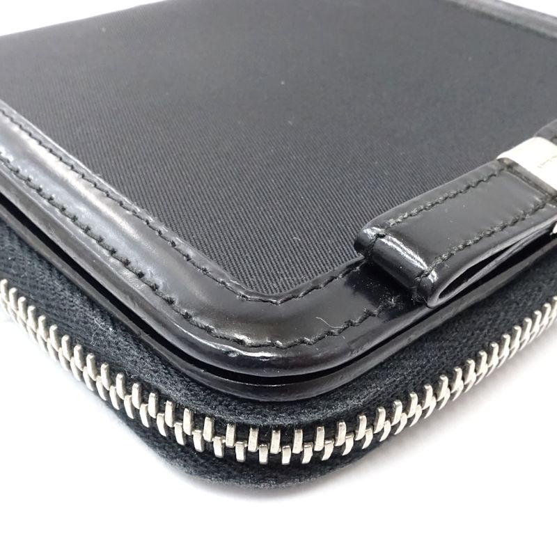 【中古】PRADA プラダ 二つ折り財布 リボン ナイロンxレザー ブラック レディース /181991