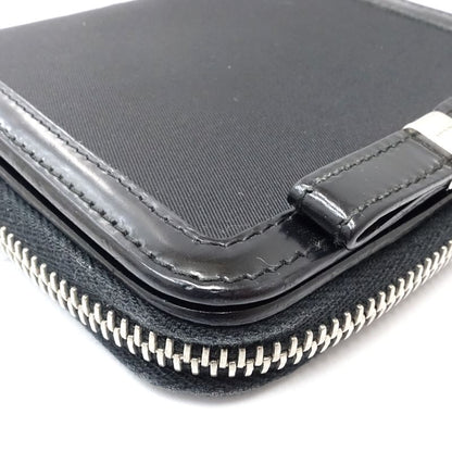 【中古】PRADA プラダ 二つ折り財布 リボン ナイロンxレザー ブラック レディース /181991