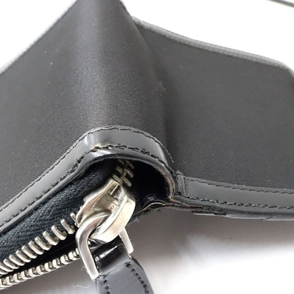 【中古】PRADA プラダ 二つ折り財布 リボン ナイロンxレザー ブラック レディース /181991