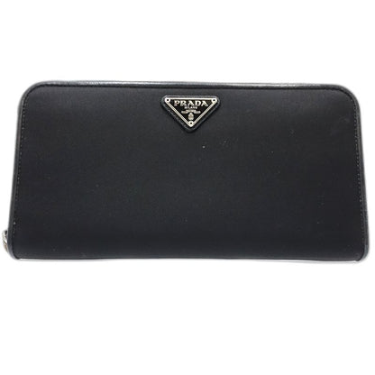 【中古】PRADA プラダ 長財布 ラウンドファスナー ナイロンxレザー ブラック レディース /181992