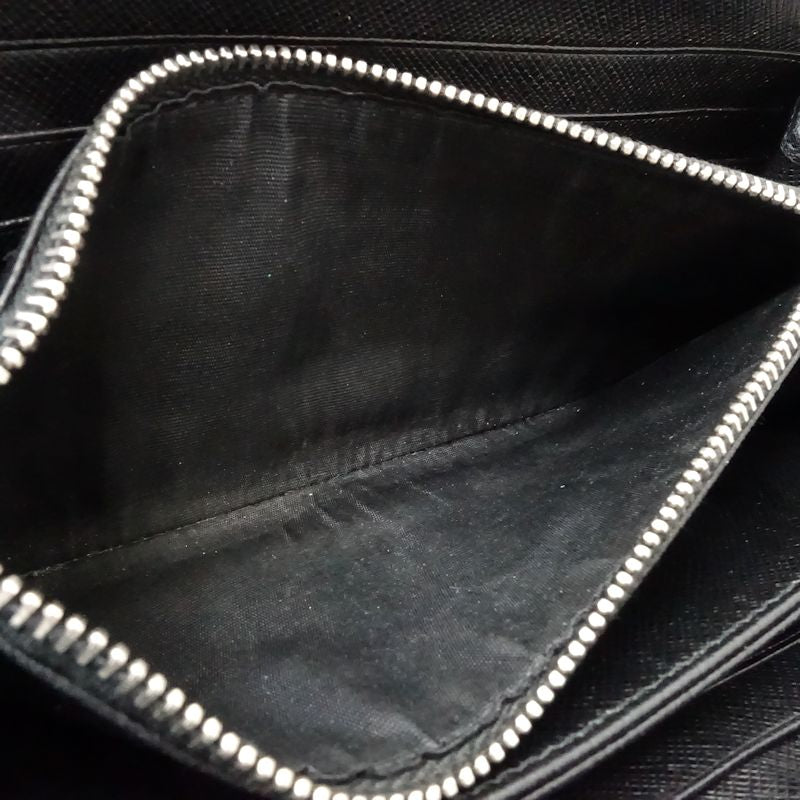 【中古】PRADA プラダ 長財布 ラウンドファスナー ナイロンxレザー ブラック レディース /181992