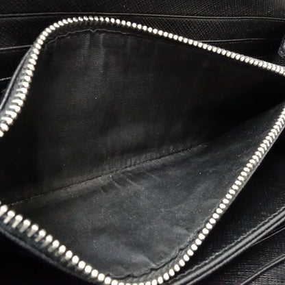 【中古】PRADA プラダ 長財布 ラウンドファスナー ナイロンxレザー ブラック レディース /181992