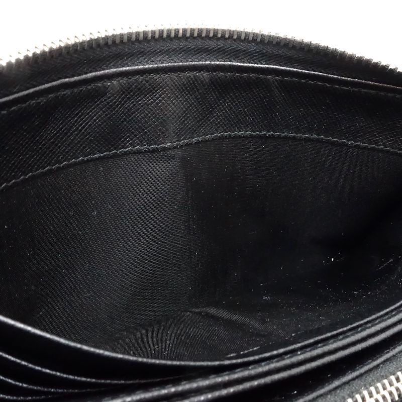 【中古】PRADA プラダ 長財布 ラウンドファスナー ナイロンxレザー ブラック レディース /181992