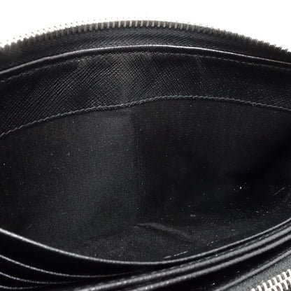 【中古】PRADA プラダ 長財布 ラウンドファスナー ナイロンxレザー ブラック レディース /181992