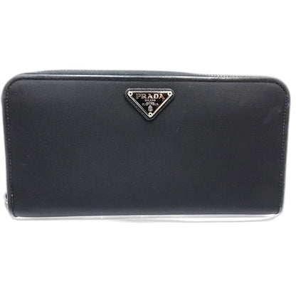 【中古】PRADA プラダ 長財布 ラウンドファスナー ナイロンxレザー ブラック レディース /181992