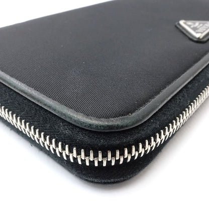 【中古】PRADA プラダ 長財布 ラウンドファスナー ナイロンxレザー ブラック レディース /181992