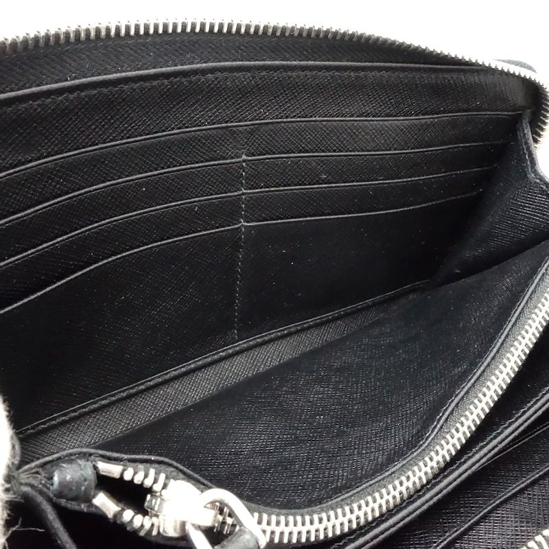 【中古】PRADA プラダ 長財布 ラウンドファスナー ナイロンxレザー ブラック レディース /181992