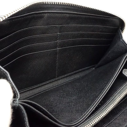 【中古】PRADA プラダ 長財布 ラウンドファスナー ナイロンxレザー ブラック レディース /181992