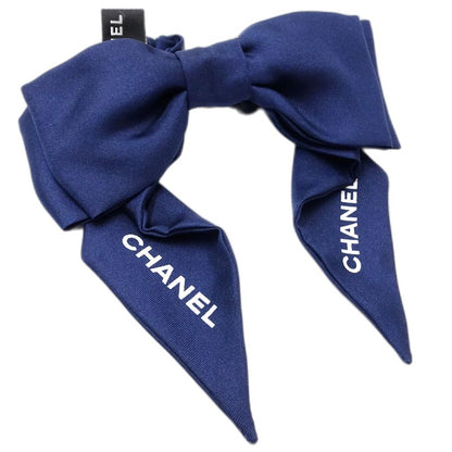 CHANEL シャネル ヘアアクセサリー シュシュ リボン シルク ネイビー レディース/181994【中古】