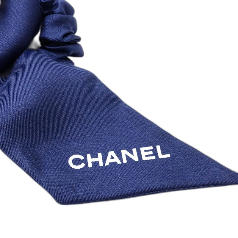 CHANEL シャネル ヘアアクセサリー シュシュ リボン シルク ネイビー レディース/181994【中古】