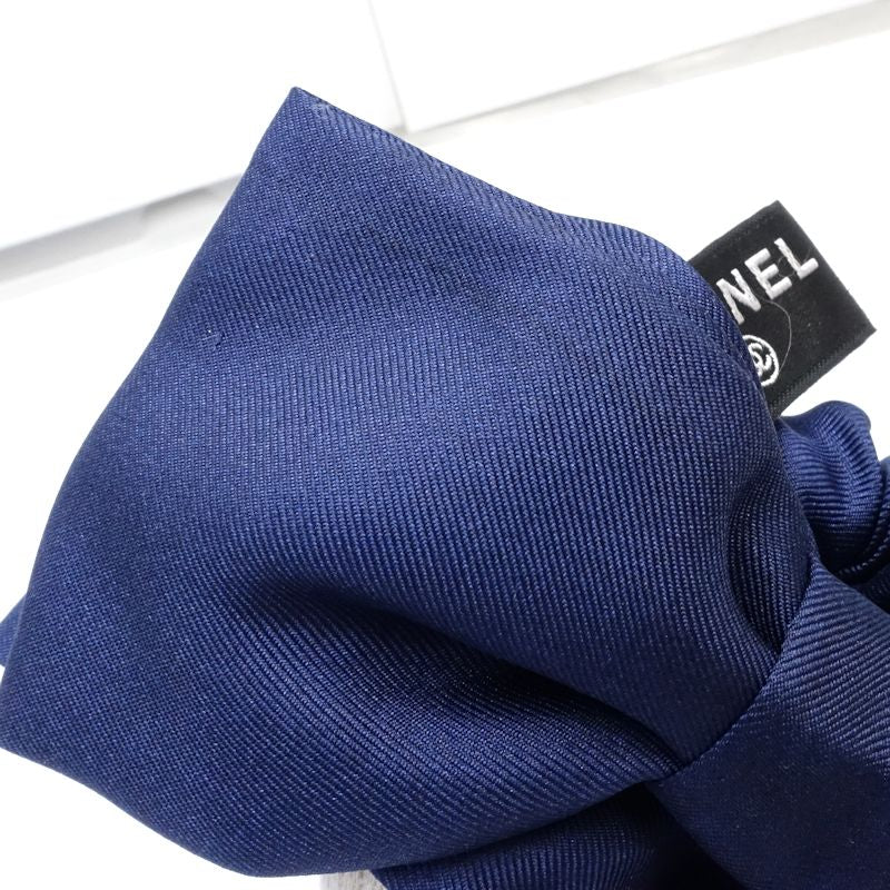 CHANEL シャネル ヘアアクセサリー シュシュ リボン シルク ネイビー レディース/181994【中古】