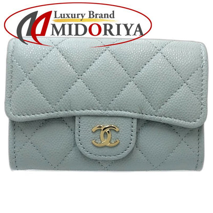 【中古】CHANEL シャネル コインケース クラシックスモールフラップウォレット マトラッセ キャビアスキン パステルグリーン レディース /181995