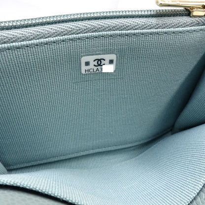 【中古】CHANEL シャネル コインケース クラシックスモールフラップウォレット マトラッセ キャビアスキン パステルグリーン レディース /181995