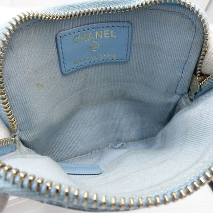 【中古】CHANEL シャネル コインケース AP2741 ジップコインパース ココマーク キャビアスキン ライトブルー レディース /181996