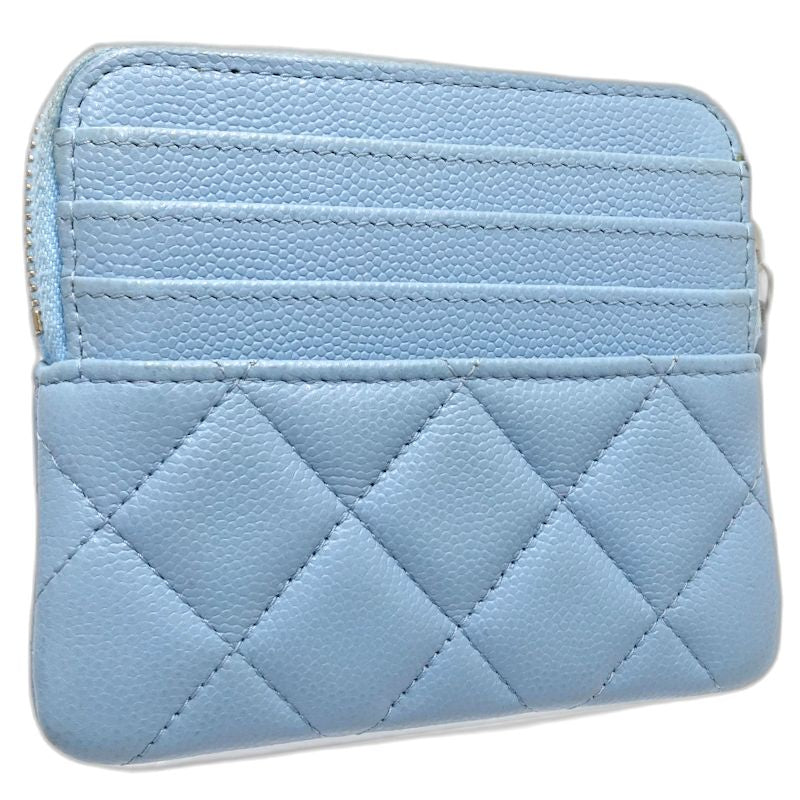 【中古】CHANEL シャネル コインケース AP2741 ジップコインパース ココマーク キャビアスキン ライトブルー レディース /181996