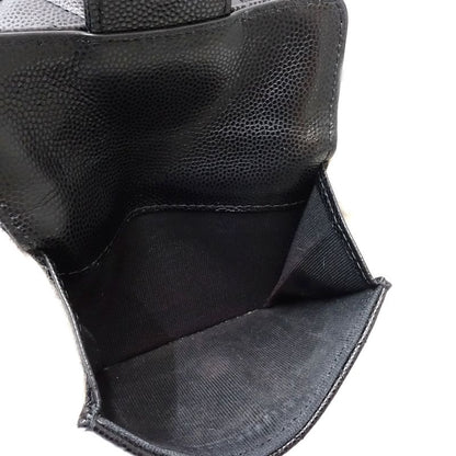 【中古】CHANEL シャネル 三つ折り財布 AP0230 スモールフラップウォレット タイムレスクラシックライン キャビアスキン ブラック レディース /181997