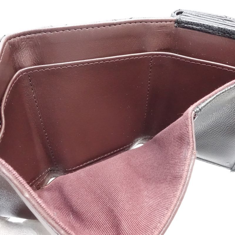 【中古】CHANEL シャネル 三つ折り財布 AP0230 スモールフラップウォレット タイムレスクラシックライン キャビアスキン ブラック レディース /181997
