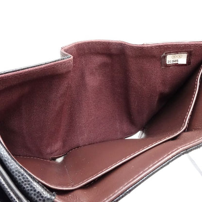 【中古】CHANEL シャネル 三つ折り財布 AP0230 スモールフラップウォレット タイムレスクラシックライン キャビアスキン ブラック レディース /181997