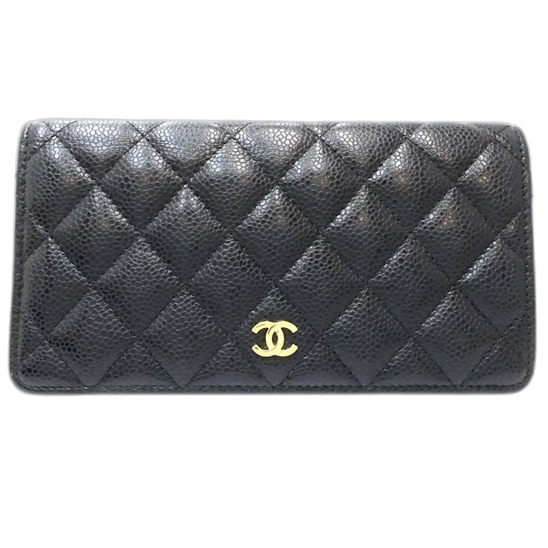 【中古】CHANEL シャネル 長財布 A31509 タイムレスクラシック ロングフラップウォレット キャビアスキン ブラック レディース /181998
