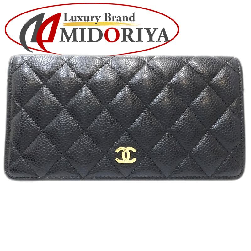 【中古】CHANEL シャネル 長財布 A31509 タイムレスクラシック ロングフラップウォレット キャビアスキン ブラック レディース /181998