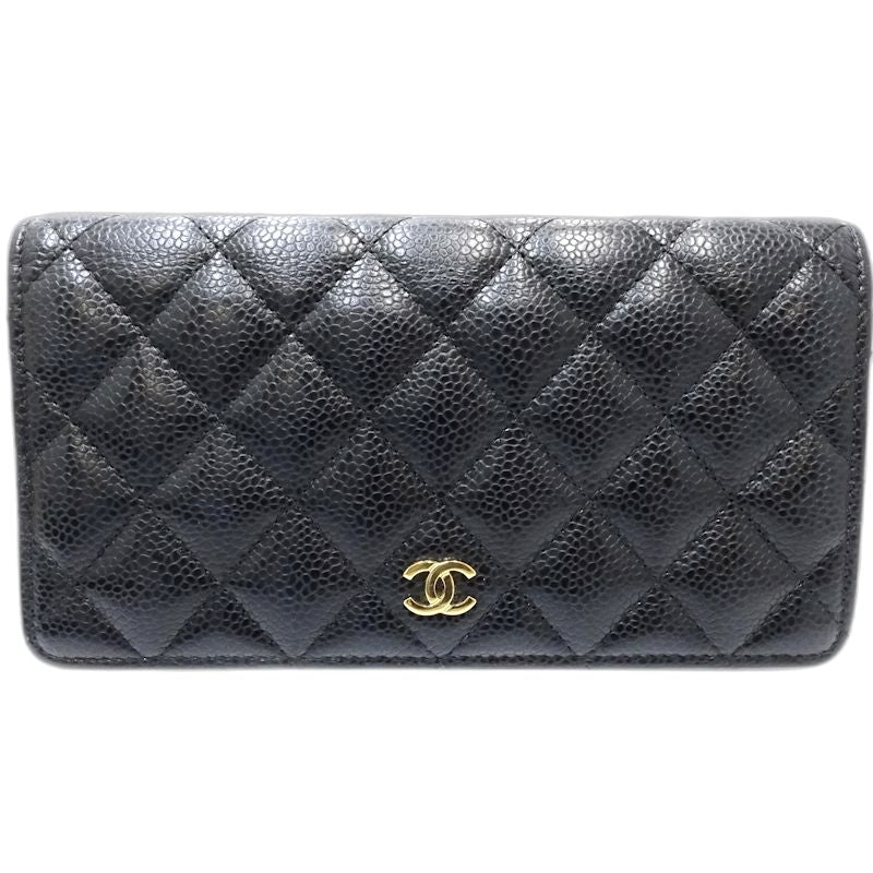 【中古】CHANEL シャネル 長財布 A31509 タイムレスクラシック ロングフラップウォレット キャビアスキン ブラック レディース /181998