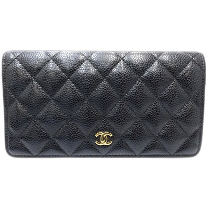 【中古】CHANEL シャネル 長財布 A31509 タイムレスクラシック ロングフラップウォレット キャビアスキン ブラック レディース /181998
