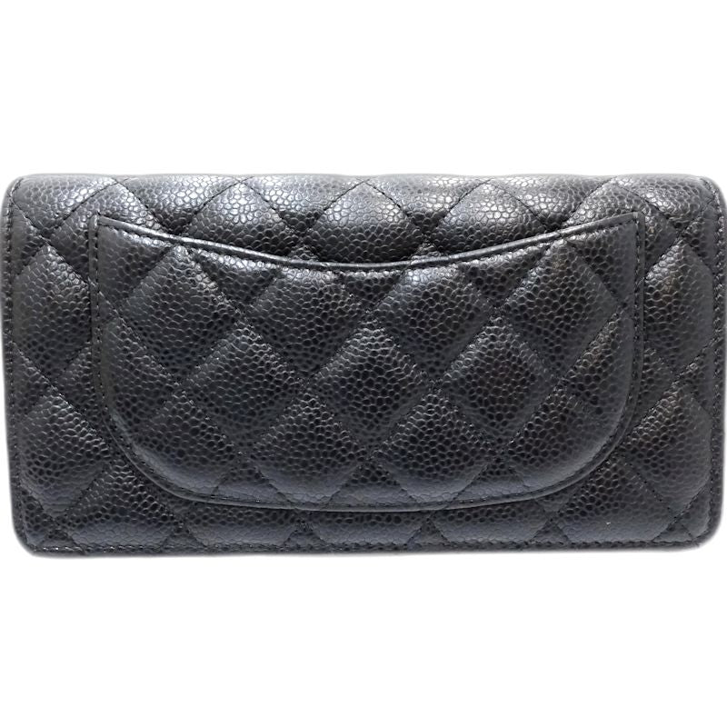 【中古】CHANEL シャネル 長財布 A31509 タイムレスクラシック ロングフラップウォレット キャビアスキン ブラック レディース /181998