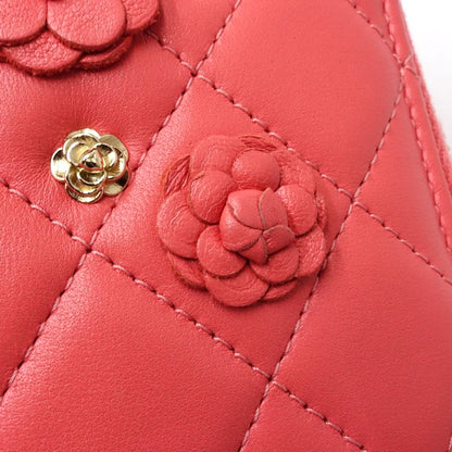 【中古】CHANEL シャネル 長財布 AP0150 ラウンドファスナー カメリア ラムスキン ピンク レディース /181999